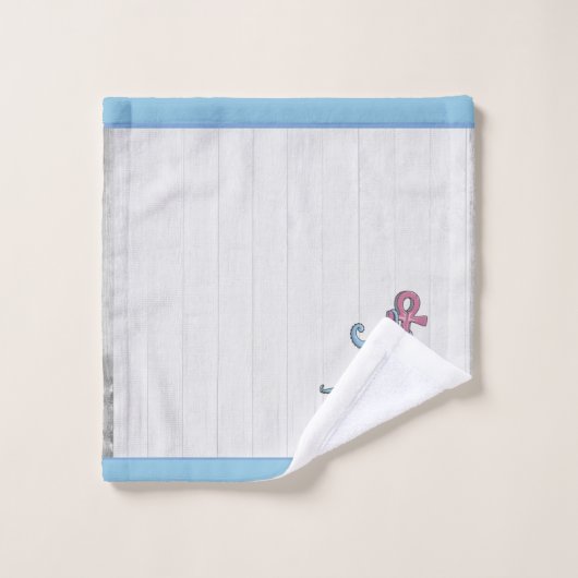 Bleu Octopus Côtier Blanc Bois Nautique (Gant de toilette)