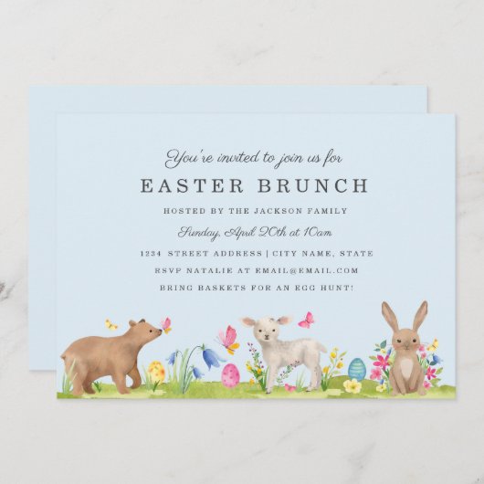 Bleu oeuf doux Pâques Carte Brunch (Devant / Derrière)