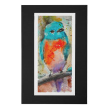 Bleu Oiseau Aquarelle toile Imprimer
