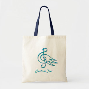 Bleu oiseau musique grand sac fourre-tout