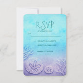 bleu ombre sable dollar mariage plage carte RSVP (Devant)