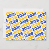 Bleu & Or 3 Photo Graduation Invitation (Dos)