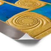 Bleu & Or Antique Egypte Poster Géométrique brilla (Coin)