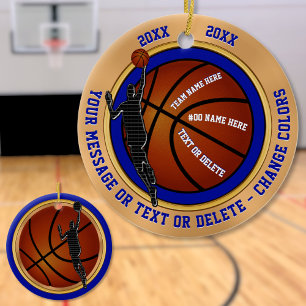 Bleu Or Blanc Personnalisé Basket-Ball Ornements