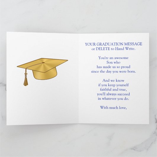 Bleu, Or Cartes de Graduation Personnalisées pour  (Intérieur)