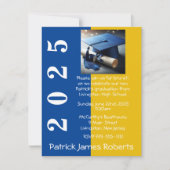 Bleu & Or Casquette Design Graduation Invitation (Devant)