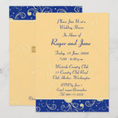 Bleu, Or, Croix chrétienne, Carte Fête des mariées (Devant / Derrière)