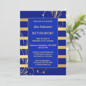 Bleu or Floral Retraite rayée Invitation (Debout devant)