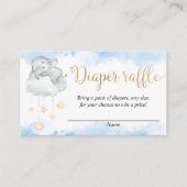 Bleu or mignon bébé éléphant carte de tombole (Devant)