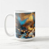 Bleu & Or Papillon Design en céramique Mug (Gauche)