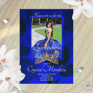 Bleu, or Quinceanera Rhinestone Tiara Invitation