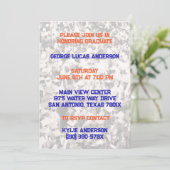 Bleu Orange Athlète Joueur Graduation Invitation (Debout devant)