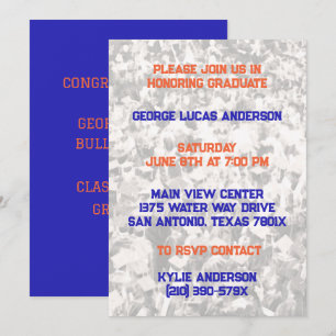 Bleu Orange Athlète Joueur Graduation Invitation