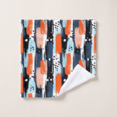 Bleu orange brosses Motif Abstrait (Gant de toilette)