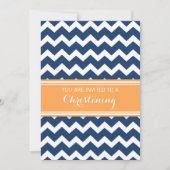 Bleu Orange Chevron Christening Invitation (Devant)