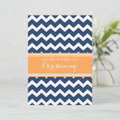 Bleu Orange Chevron Christening Invitation (Debout devant)
