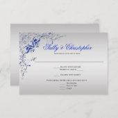 Bleu orange et floral Argent RSVP (Devant / Derrière)