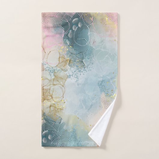 Bleu orange et rose abstrait    (Serviette à main)