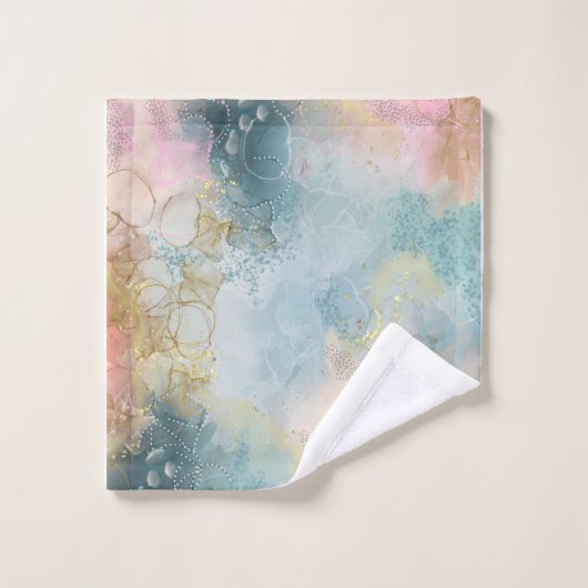 Bleu orange et rose abstrait    (Gant de toilette)