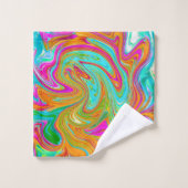 Bleu, orange et rose chaud Super Abstrait Rétro (Gant de toilette)