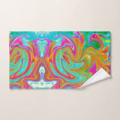 Bleu, orange et rose chaud Super Abstrait Rétro (Serviette à main)