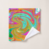 Bleu, orange et rose chaud Super Abstrait Rétro (Gant de toilette)