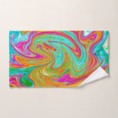 Bleu, orange et rose chaud Super Abstrait Rétro (Serviette à main)