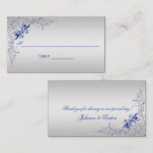 Bleu orné et florale argent Fils Placer les cartes (Devant / Derrière)