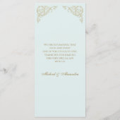 Bleu Orné Monogramme Baroque Menu Mariage (Dos)