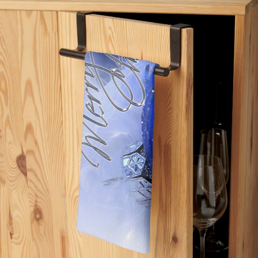 Bleu ornements de Noël Joyeux serviettes de Noël (Pliage en tiers)