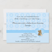 Bleu Ours Fleurs Rétro Invitation Baby shower (Devant)