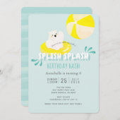 Bleu Ours Polaire Splish Splash Invitation Anniver (Devant / Derrière)