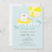 Bleu Ours Polaire Splish Splash Invitation Anniver (Devant)