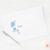 Bleu ovale Couleur de neige Stickers étiquette cad (Enveloppe)