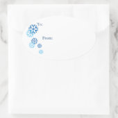 Bleu ovale Couleur de neige Stickers étiquette cad (Sac)