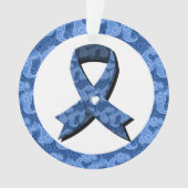 Bleu Paisley Sensibilisation Ruban Coeur blanc (devant)