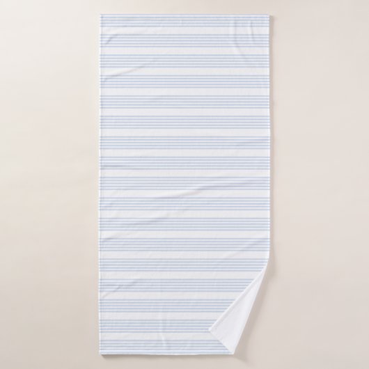 Bleu pâle et blanc cinq bandes motif (Serviette de bain)