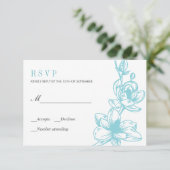 Bleu pâle | Fleurs de Magnolia | Mariage RSVP (Debout devant)