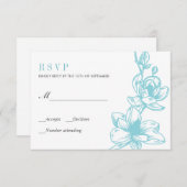 Bleu pâle | Fleurs de Magnolia | Mariage RSVP (Devant / Derrière)