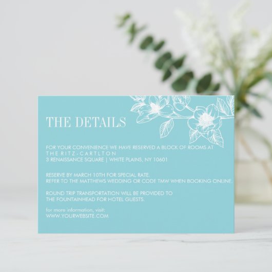 Bleu pâle | Fleurs de Magnolia | Mariage RSVP (Debout devant)