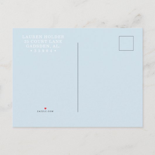 Bleu pâle | Invitation baby shower (Dos)