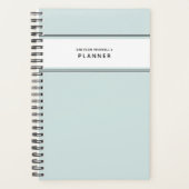 Bleu pâle Noir et Blanc Minimal Simple Planner (Devant)