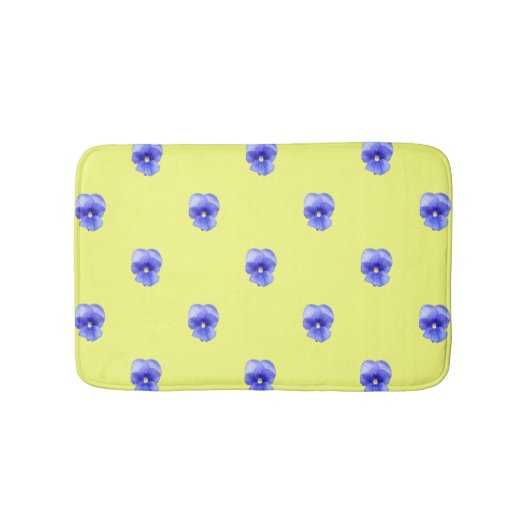 Bleu Pansy sur Jaune - tapis de bain (Devant)