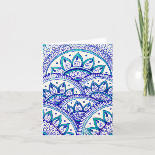 Bleu paon Damassé Mandala indien Merci