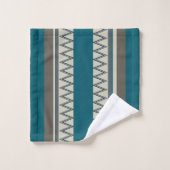 Bleu paon et Gris rayures (Gant de toilette)