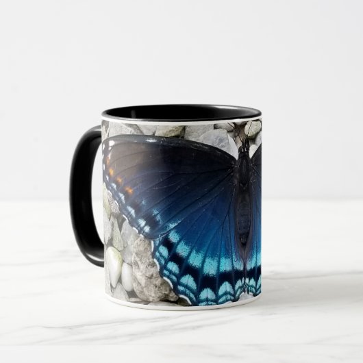 Bleu papillon café Mug (Devant gauche)