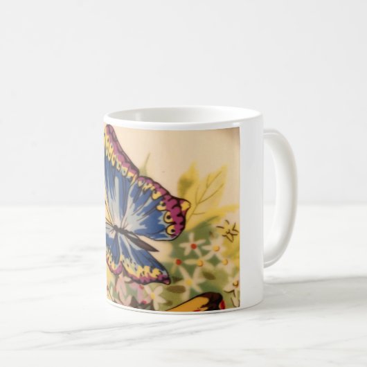 Bleu papillon café Mug (Devant droit)