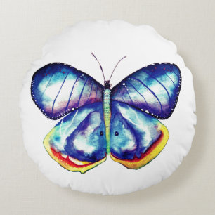 Bleu papillon Coussin rond