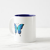 Bleu papillon en céramique Mug (Devant gauche)