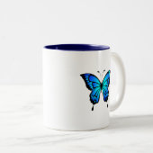 Bleu papillon en céramique Mug (Devant droit)